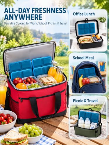 aadsioahd 4 Pack Ice Packs for Lunch Boxes, Slim Reusable Freezer Packs