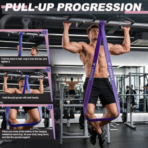 LEEKEY Resistance Bands Set for Pull Up Assistance & Exercise - color: Pink Purple