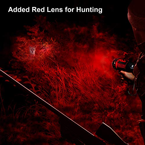 YIERBLUE Rechargeable Spotlight Flashlight with 2000,000 High Lumen LED - color: Red