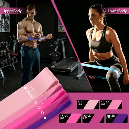 Resistance Bands for Working Out, 5 Levels Exercise Bands Set - color: Pink