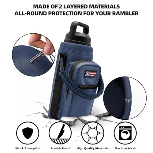 NATURE PIONEOR 26-128 oz Insulated Water Bottle Carrier Holder with Strap - color: Navy, size: 18-26oz