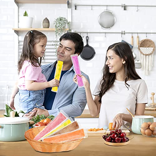 FEBSNOW 120 Pcs Disposable Ice Pop Bags Popsicle Molds With Funnel - size: 7.5"x2"