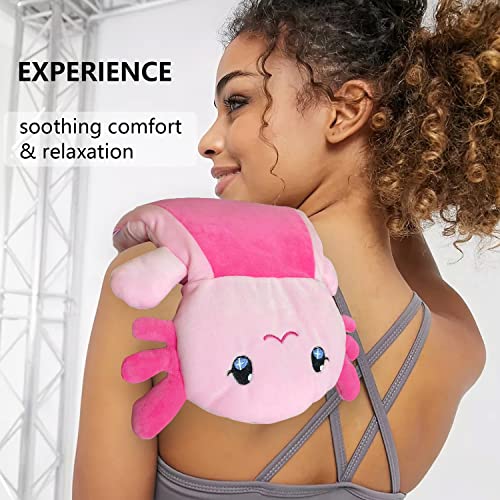 Microwave Heating Pad for Pain Relief, 13" x 10" Microwavable Heating Pads for Cramps, Back Pain, Neck Shoulder, Muscles, Knee, Joints, Natural Heat Pack Moist Heat, Pink Axolotl - size: Medium Axolotl