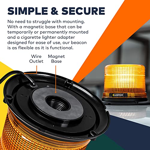 LAMPHUS Aura 5 Inch 12W Amber LED Beacon Warning Strobe Light For Trucks - color: Amber, size: 5"