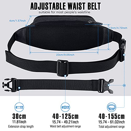 WATERFLY Small Fanny Pack Crossbody Lightweight Waist Bag for Woman Man - color: Black