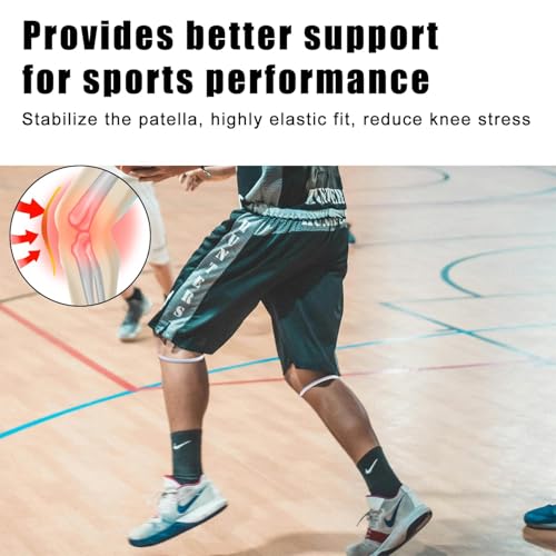 2 Pack Patella with Knee Pads for Patella Tendon Pain Relief - Knee Brace for Tendonitis Jumper Running Sports Basketball Men Women Knee with Patella Support (White) (White)-