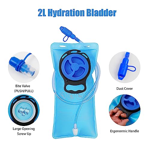 Tactical Hydration Backpack 2L Water Bladder - Lightweight Durable Pack for Hiking, Running, Outdoor Adventures, Adjustable Straps & Leak-Proof Design - color: Woodland Digital Camo