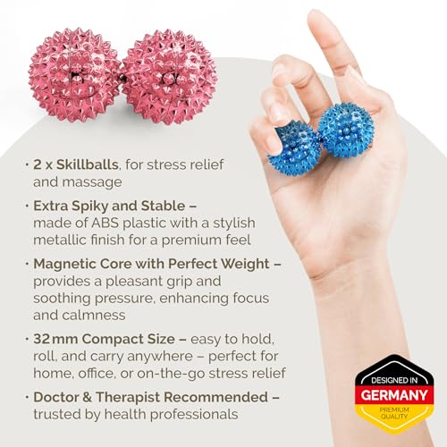 2X Spiky DBT Skill Balls | Magnetic Stress Relief Balls | Spiky Massage Balls for Relaxation, Tension Release, Focus & Mobility (Rose Gold, 1.25 inch) - color: Rose Gold, size: 1.25 Inch