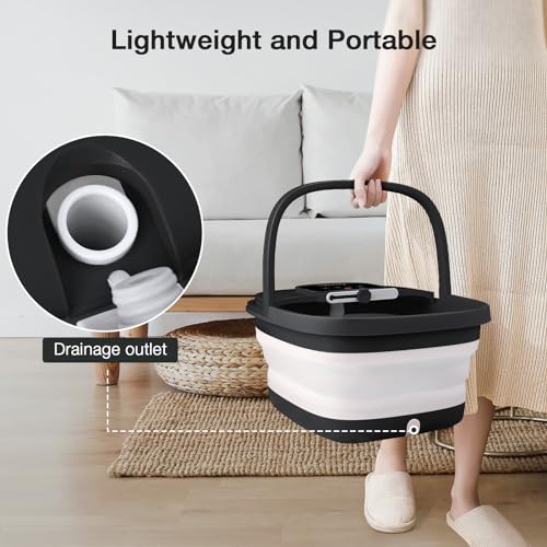 HOSPAN Collapsible Foot Spa, Foot Bath Massager with Heat, Bubble & Massage - color: Black