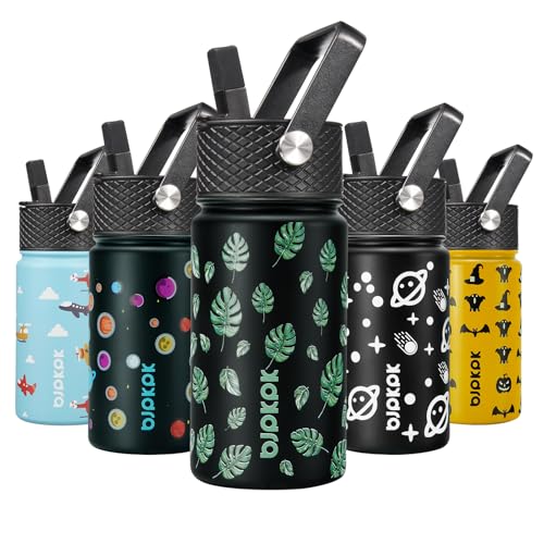 BJPKPK Insulated Water Bottle, 15oz Stainless Steel with Straw Lid - color: Leaf, style: 15oz