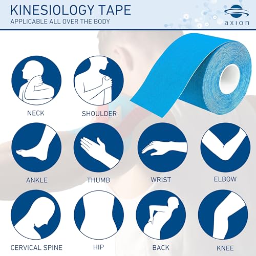 Kinesiology Tape Uncut | 2 Rolls of Athletic Sports Tape in Blue and Red | 16ft Length and 2'' Width per Roll | Waterproof • Skin-Friendly • Elastic | Ideal for Sports | axion - color: Red Blue