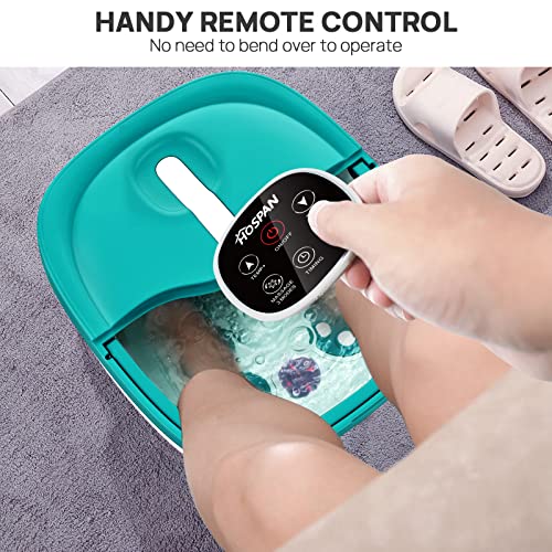 Collapsible Foot Spa Electric Rotary Massage with Heat, Bubble, Remote - color: Sky Blue