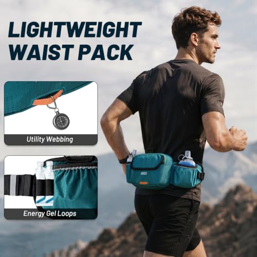 MIER Hydration Waist Pack with Soft Flasks (2x300ml) for Women Men - color: Teal