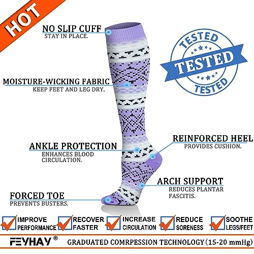 FEYHAY Copper Compression Socks (8 Pairs) 15-20 mmHg Circulation is Best Athletic & Daily for Men & Women, Running, Climbing - color: 10 Colour Mixture, size: Small-Medium