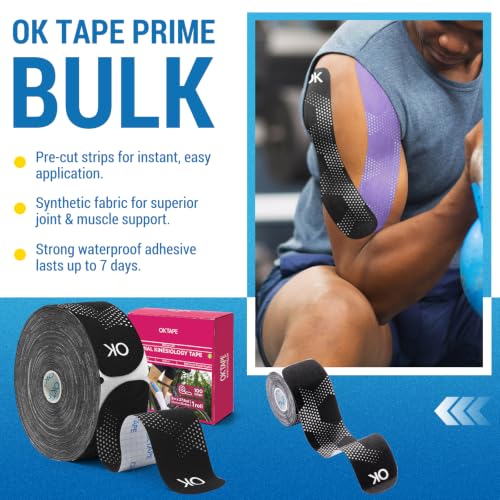 OK TAPE Synthetic Kinesiology Tape Bulk Roll, Precut Strips for Knee, Wrist - color: Black, size: 1 Bulk Roll-Dot