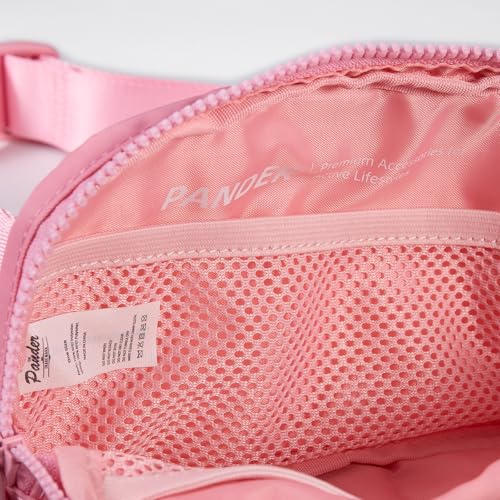 Pander Nylon Fanny Pack for Women, Two-Way Zipper Crossbody Bag - color: Light Pink