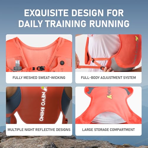 N NEVO RHINO Running Vest with 350ML TPU Soft Flask,Adjustable Chest Straps - color: Orange