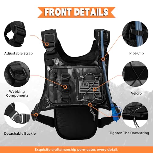 Outdoor Hydration Vest for Running & Hiking, Lightweight Breathable Water Backpack with 2.0L Bladder, Bounce-Free Chest Pack for Marathon, Cycling, Trekking for Men and Women - color: Camo01