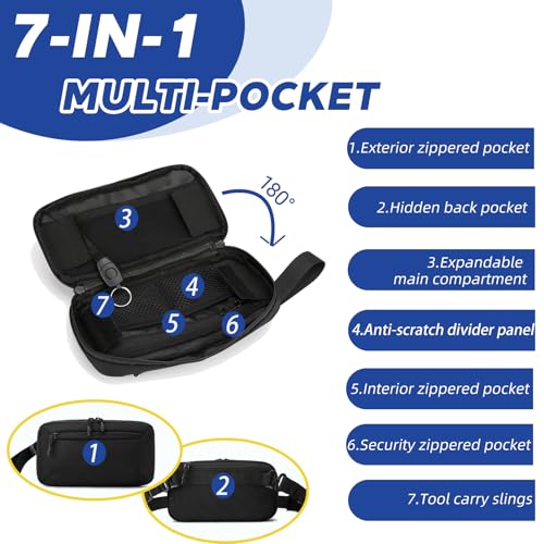 Crossbody Fanny Pack - 1.5L Small Sling Bag Water Resistant Handled Pouch with Adjustable Strap & D Ring for Travel Running Hiking EDC,Black - color: Black