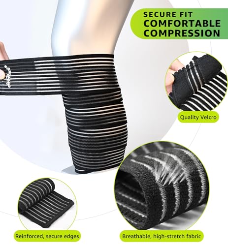 HiRui Calf Compression Wraps, 71" Adjustable Elastic Bandage Sleeves, Lower Leg Calf Support for Men & Women, Shin Splints Relief, Varicose Veins, Fitness, Running, Basketball, Soccer (1, Black) - color: Black