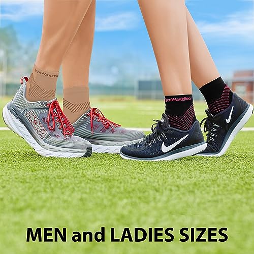TechWare Pro Plantar Fasciitis Socks – Cushion Ankle Compression Socks Women & Men. Achilles Tendonitis Brace & Arch Support - color: Beige / Beige, size: Small