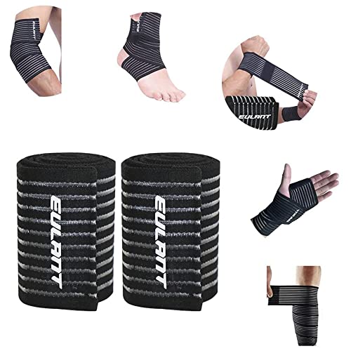 EULANT 90cm Elastic Knee/Calf Support Bandage Thigh Compression Wrap 1 Pair - color: Black, size: 90cm