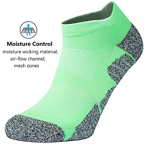 CWVLC Cushioned Athletic Ankle Compression Socks for Women Men 3/6 Pairs - color: 3-pairs Light-green, size: Medium