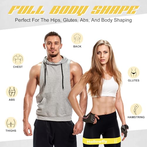 Hollowfly 12 Pcs Resistance Loop Bands for Booty Legs - color: Yellow, style: Medium
