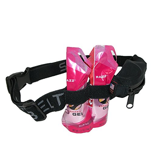 SPIbelt Performance Running Belt for Adults, Expandable Pocket, Energy Gel Loops, Adjustable Waist, No Bounce, Black with Black Zipper (Pack of 2) - size: One Size (Pack of 2)