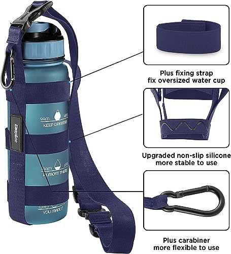 EasyAcc Water Bottle Holder Strap Sling, for Owala FreeSip 24 32 40 oz, Hydro Flask, Cirkul, Yeti, Stanley Flip, Universal Water Bottles, with Carabiner, for Walking Curise Travel (Bottle Excluded) - color: Dark Blue