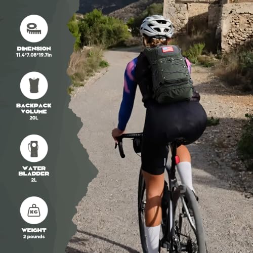 Maelstrom Lightweight Hydration Hiking Backpack with 2L/3L Water Bladder - color: 3.Olive Green, size: 2L Bladder