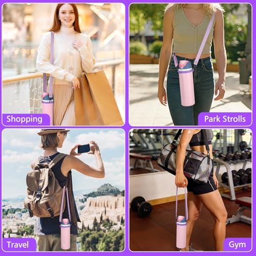 Accmor Water Bottle Strap Compatible with Owala Freesip Sway 30 oz 40 oz and Owala Freesip 24 oz 32 oz 40 oz, Adjustable Portable Water Bottle Handle Strap for Owala - color: purple