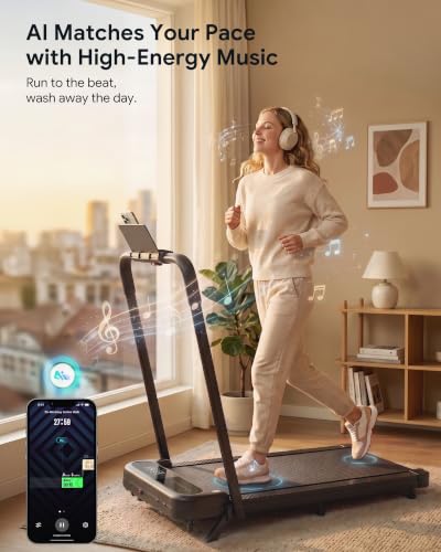 UREVO Strol 2E Pro Smart Walking Pad Treadmill with APP, 12% Incline, Compact Walking Pad with Safety Handle, Plug & Play, Desk Treadmill with LED Display, Walking & Running for Home Office - color: grey