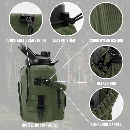 NATURE PIONEOR 32 64 128oz Tactical Water Bottle Pouch, MOLLE Bottle Holder - color: Green, size: 128OZ/YT Half Gallon