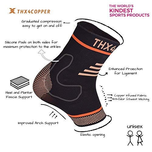 THX4COPPER Infused Compression Ankle Brace - size: Small