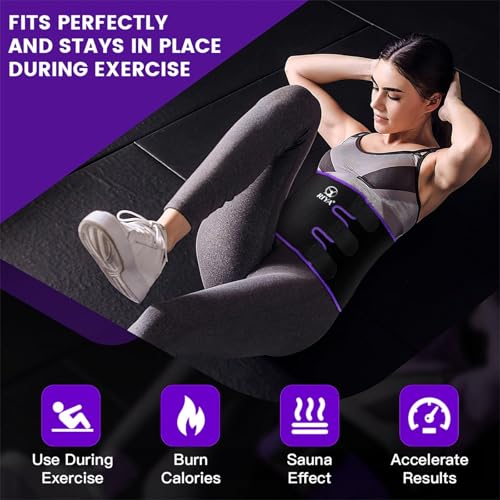 RIYA Waist Trimmer Sweat Waist Trainer for Women and Men Waist Sweat Belt Band Belly Stomach Wrap - color: Purple, size: Belt XL: 10"Width x 50"Length