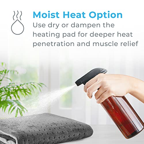 Pure Enrichment® PureRelief® XL Heating Pad - 12" x 24" Electric Heating Pad for Back Pain & Cramps, 6 Heat Settings, Soft Machine Wash Fabric, Auto-Off & Moist Heat (Charcoal Gray) - color: Gray
