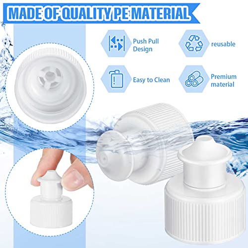 Sieral 20 Pcs 28 mm Push Pull Cap for Water White Bottle Sports Bottle Lid