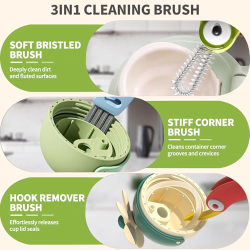 3 in 1 Cup Lid Gap Cleaning Brush Set, 3PCS Multifunctional Bottle Cleaner Bottle Cleaning Brush for Bottle Gaps Home Kitchen Cleaning Tools - color: 3 Colors