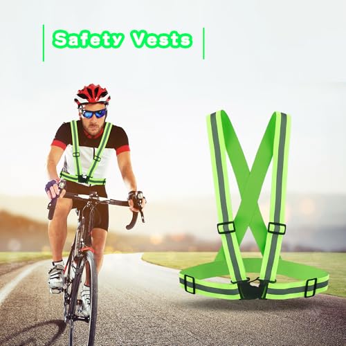 12 Pcs Reflective Safety Vests Visibility Reflective Straps Gear Adjustable Reflective Running Vests for Traffic Control Night Cycling Walking