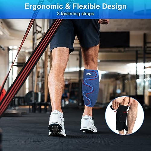 supregear Calf Support Brace, Adjustable Comfortable Compression Calf Wrap Sleeve for Muscle Swelling Hiking Training - color: Blue