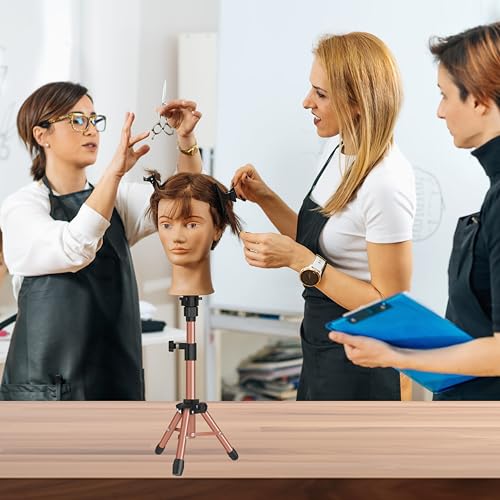 ZQIAN BEAUTY 25 Inch Wig Stand Tripod, Adjustable Mannequin Head Stand, Wig Head Stand for Training Heads And Canvas Block Head (Latte, Mannequin Head Not Included) - color: Latte, size: 25 Inch