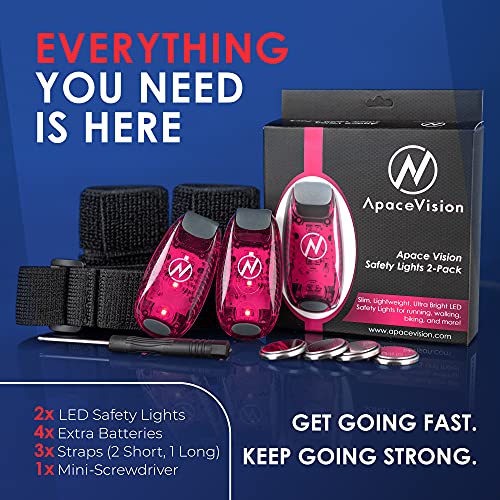 LED Safety Light (2 Pack) with Bonus Items – Clip On Strobe/Running Lights for Runners, Dogs, Bikes, Walking and More - color: Pink