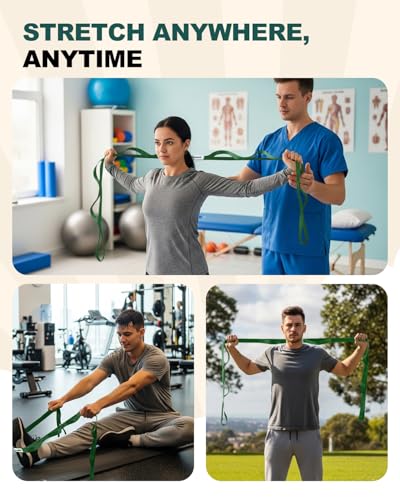 Trideer Stretching Strap with Loops, Yoga Strap, Stretch Bands for Exercise - color: Hunter Green/75"x1"