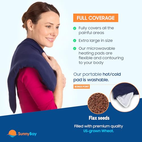 SunnyBay Microwavable Heating Pad, Extra Large, 10x24 inch, 2.8 lb, Navy - color: Unscented Navy Blue