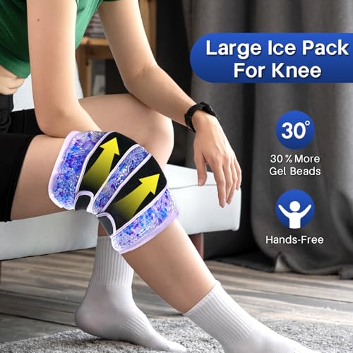 Knee Ice Pack Wrap for Pain Relief 2 Pack, Reusable Gel Cold Therapy - color: Light Purple-2 Pack