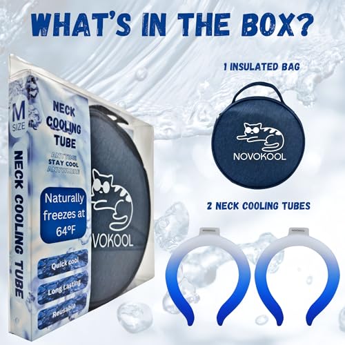 2 Pack Neck Cooling Tube with Insulated Bag - Reusable Ice Ring Neck Cooler Indoor Outdoor - Wearable Cooling Ring - Relief for Summer and Hot Flashes - Ice Ring Freezes Under 64℉(2 Blue Gradient) - color: 2 Pack Blue Gradient