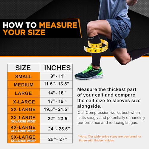 Doc Miller Calf Compression Sleeves 30-40 mmHg for Men & Women, 1 Pair - color: Jet Black, size: Small