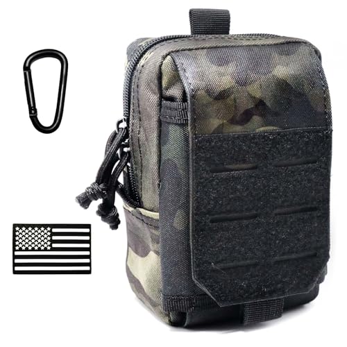 Tactical Molle Utility Pouch Cell Phone Pouch, Waist Bag Belt Pouch for Men, EDC Bag Gadget Organizer Vest Pack Purse Mobile Phone Case Hunting Compact Bag for Runing - color: Black
