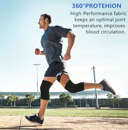 2 Pack Knee Brace, Sport Knee Pad, Knee Support Compression Sleeve, Running Knee Protector for Knee Pain Knee Band Men Women Stabilizer Wraps (Black, Large) - size: Large